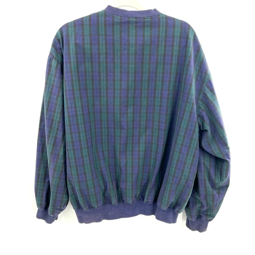 A.M.‎ Player vintage 90s plaid golf melrose v-neck ivy league blokecore blue L